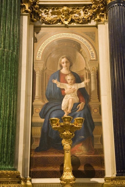 Interior of St. Isaac's Cathedral. — Исаакиевский собор. Богоматерь с младенцем. Мозаика главного иконостаса. by Roman Sobolenko