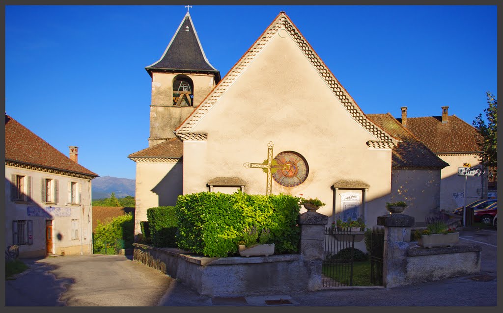 Saint Guillaume, l'église au soleil couchant, by Claude Collet