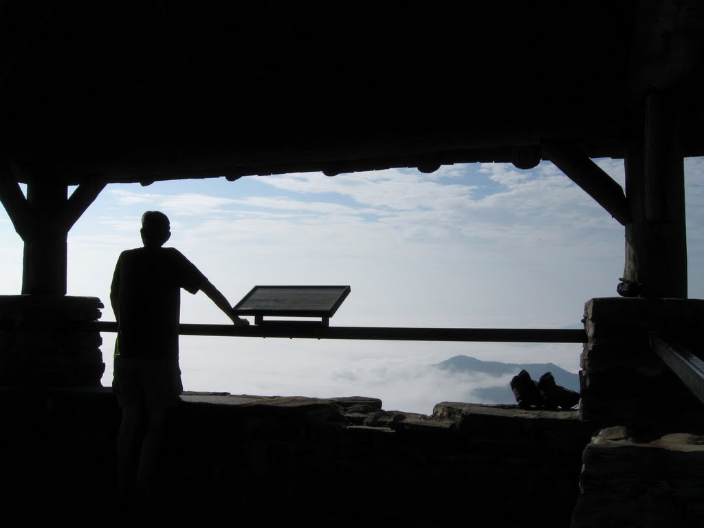 Hiker in Wayah tower by rootboy