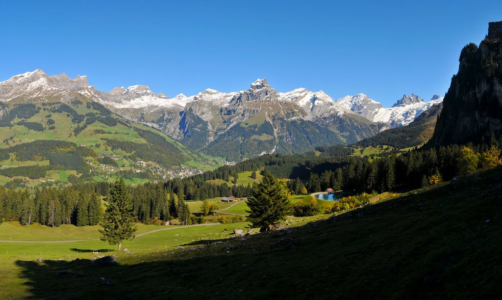 Schweiz, Engelberg: Blick auf Untertrüebsee und die Gerschnialp by Klaus Rommel