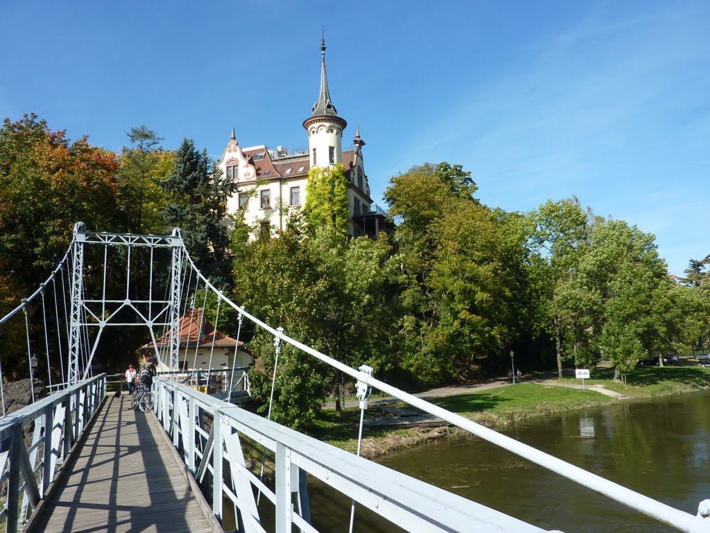 Grimma,Hängebrücke über der Mulde by KADIBILD