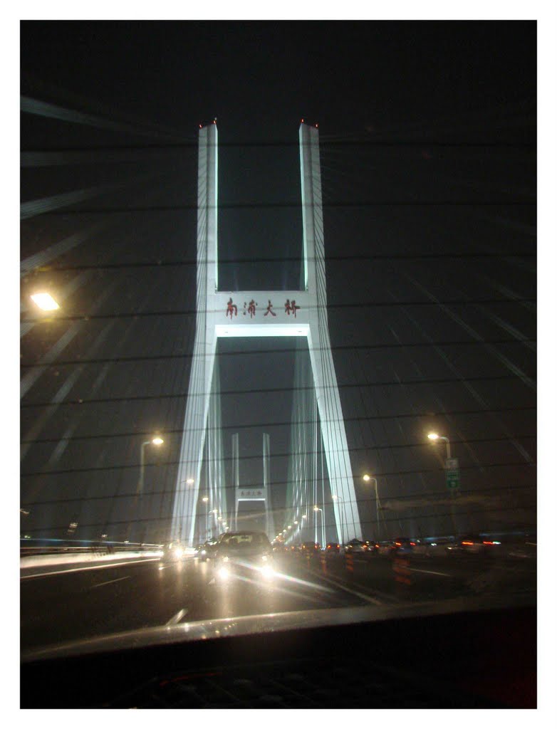 Nanpu Bridge @ night by Christof Verboven