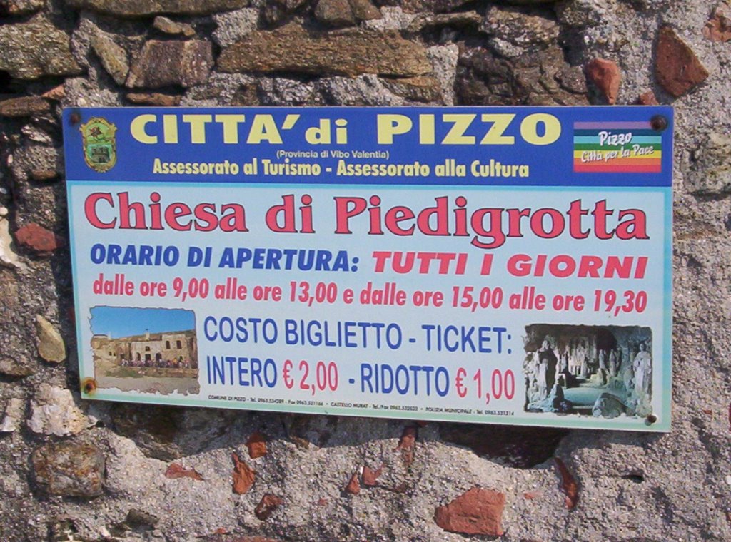 Indicazioni Chiesetta di Piedigrotta - Pizzo Calabro by Antonio Dazzetti