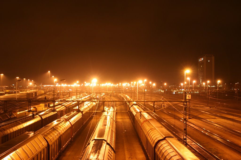 Malmoe Trainyard by night, Malmoe-Sweden by Mirko Civcic