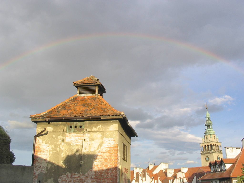 Kłodzko, rainbow over fortress by Maciej Józwiak