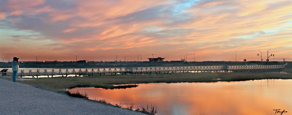 Bolsa Chica Foot Bridge Panorama by H Tongho