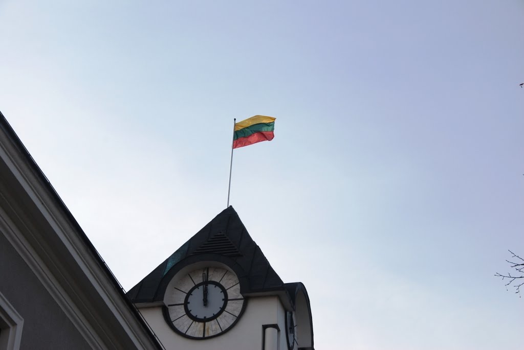 Lithuanian national flag on the tower of Siauliai city municipality on October 30 2010 by Aurimas Nausėda