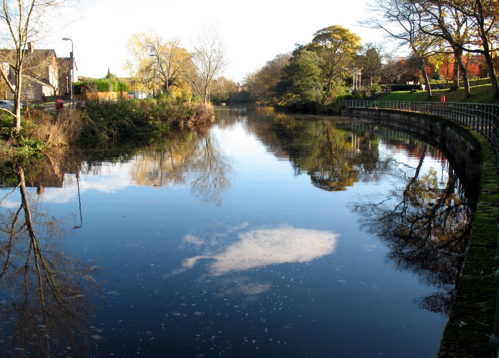 Reflections with white cloud : Morpeth : England by Calroy