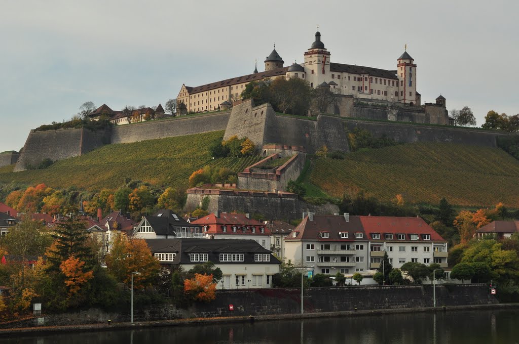 Fortress Marienberg from Ludwigs Bridge Würzburg by icepickel