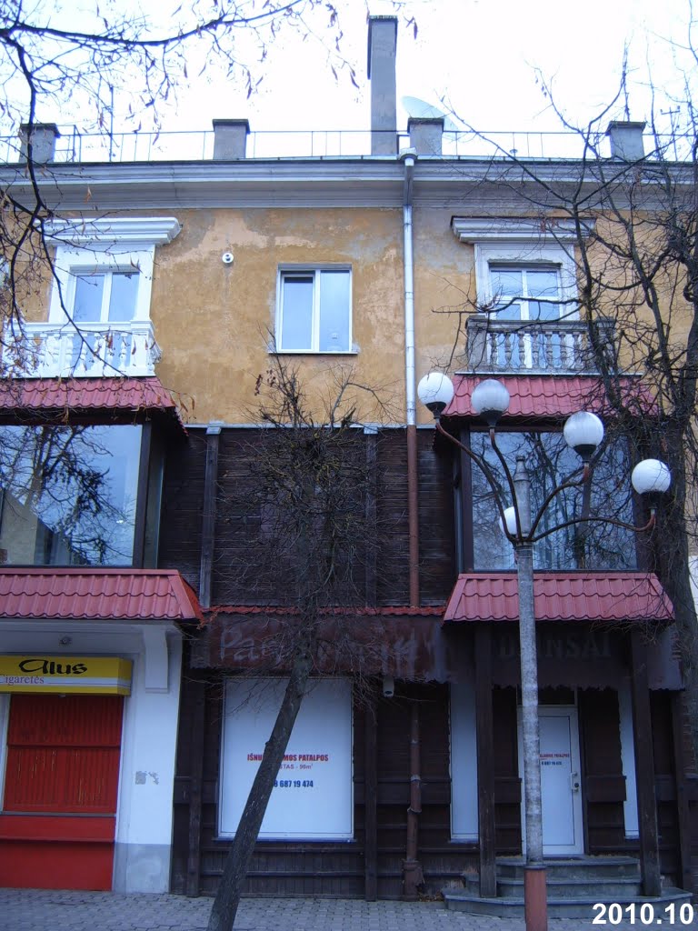 Pastatas su parduotuvėmis bulvare / Building with Shops on Pedestrians' Boulevard by Irmantas Kanapeckas