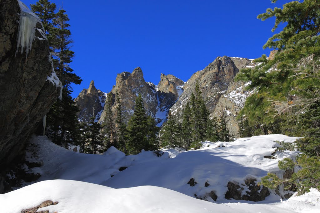 Dragon Tail Couloir above Emerald Lake in Tyndall Gorge, Rocky Mountain National Park, Colorado by Richard Ryer