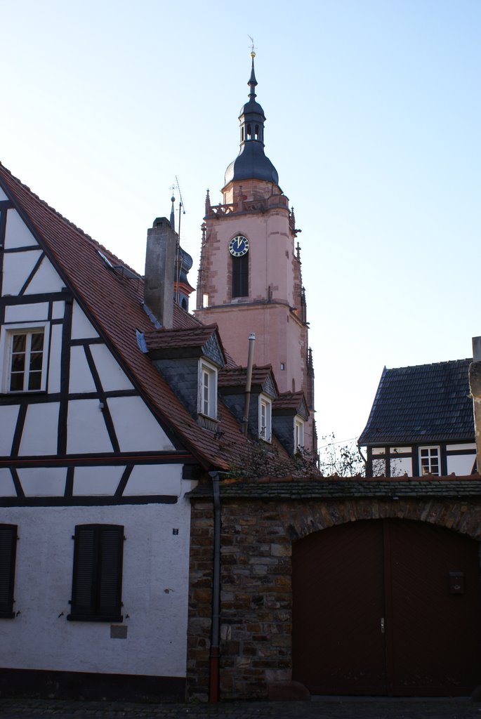 Eltville Historical Center with main church by Red Lips