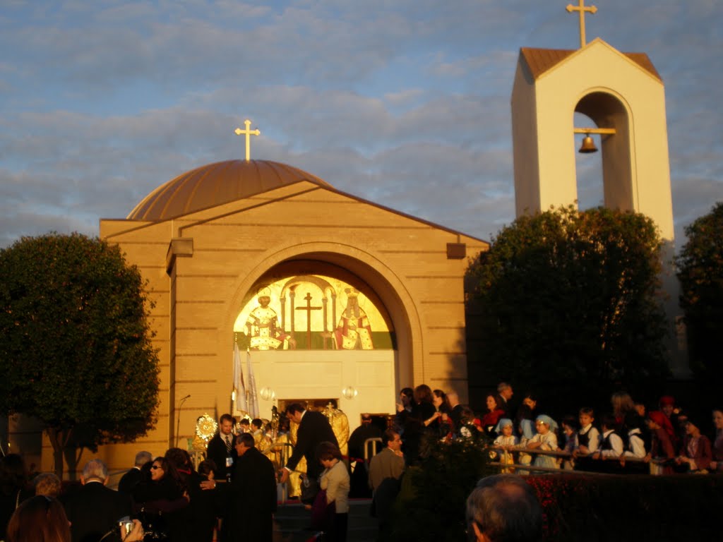 Saints Constantine and Helen Church at sunset waithing for the patriarch by Xpeditor