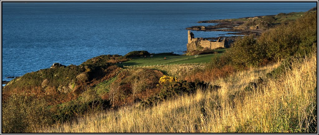 Dunure Castle in Autumn by Herb Riddle