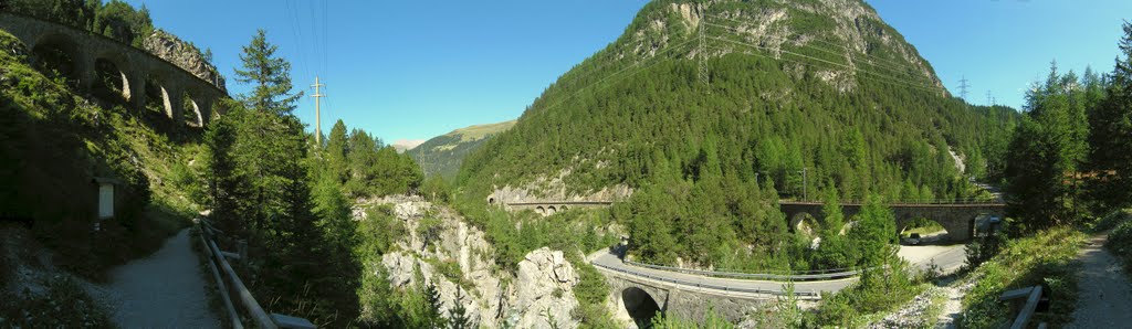 Gordian knot of railway viaducts, tunnels and rock galleries at Albula by Tomas K☼h☼ut