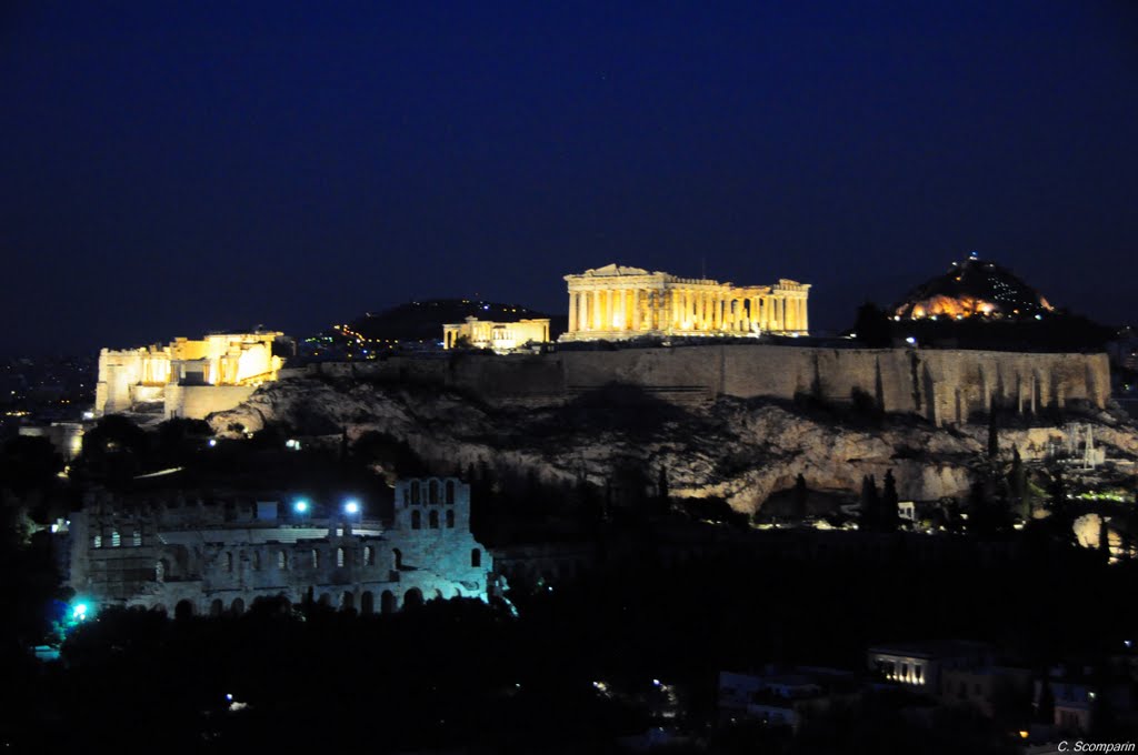 Acropolis - Parthenon from Phylopappos hill (night) #sc by Cassio Scomparin