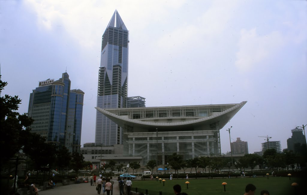 The Shanghai Grand Theatre and Skyline, Summer 2000. by davew@tidza