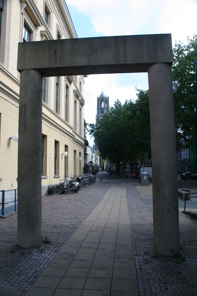 Dom through concrete gate; Pandhof Sinte Marie, Utrecht by Carl030nl