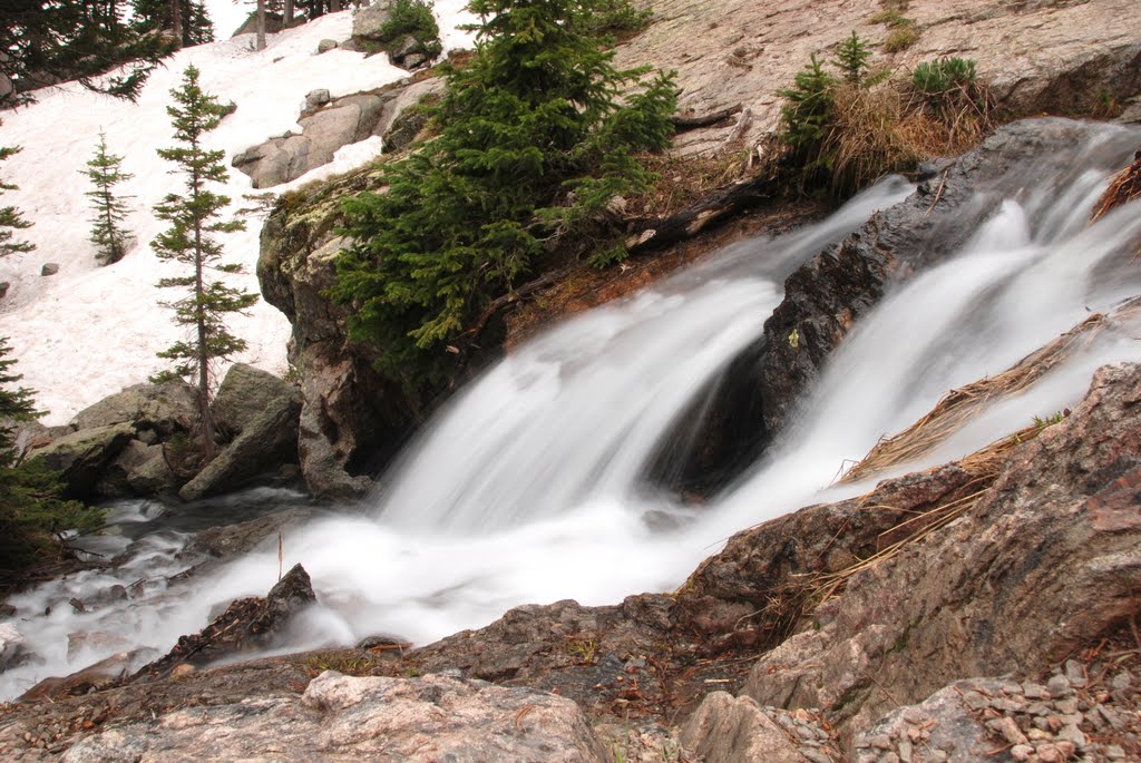 Waterfall on trail to Emerald Lake, Rocky Mountains National Park, Colorado by Damon Tighe