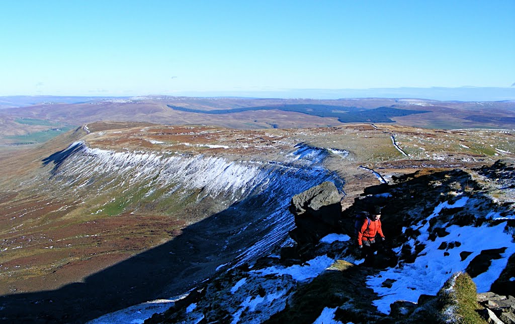 The rocky step on to the summit plateau of Ingleborough, with Simon Fell below by billio