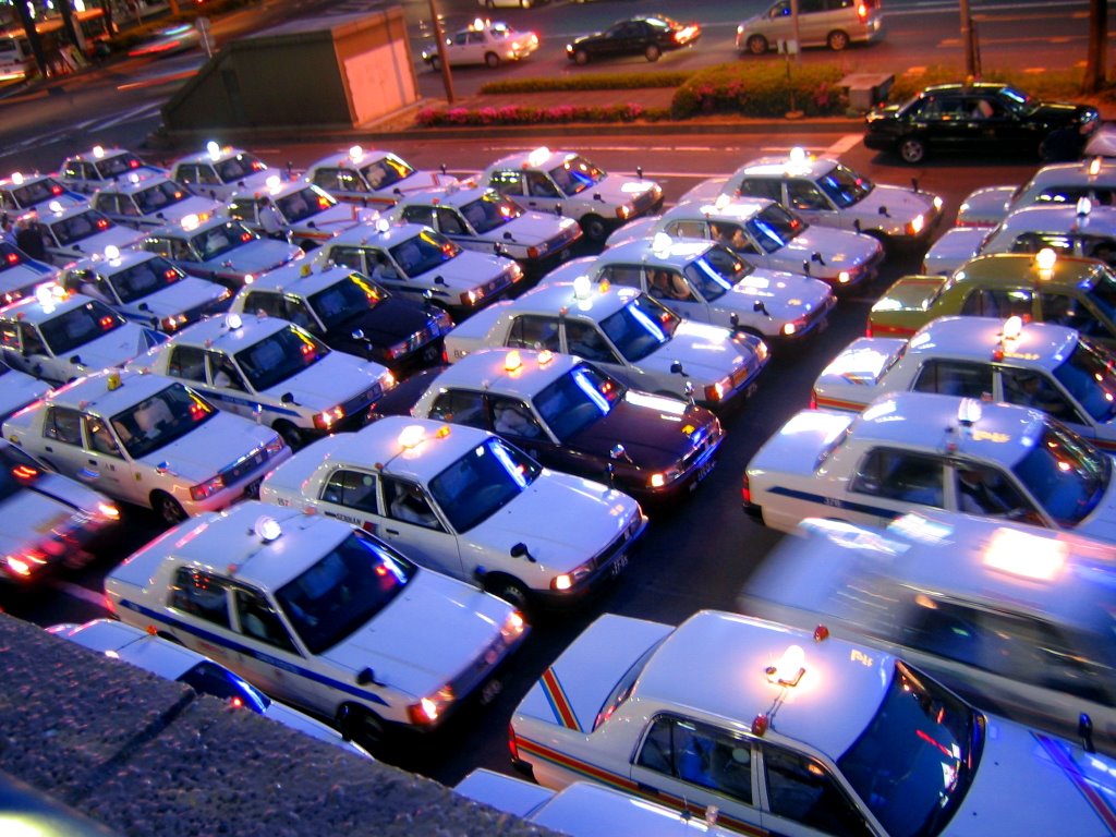 Taxis at Sendai Station by Justin Doub