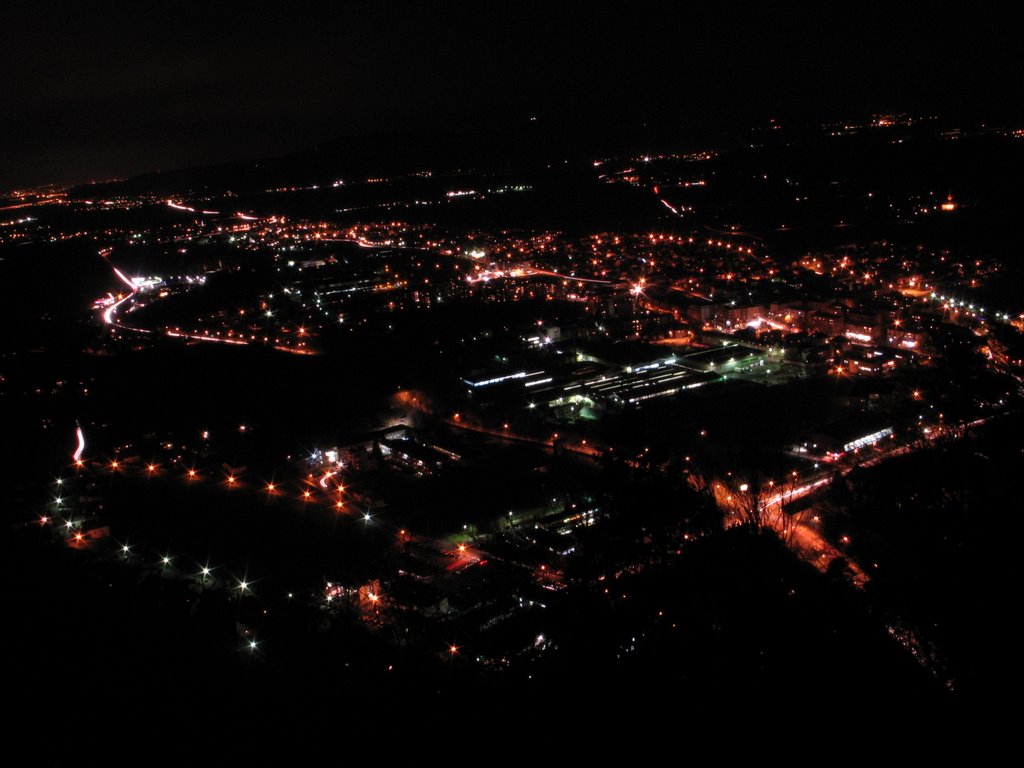 Kamnik at night from Stari grad by Ziga Dolinsek