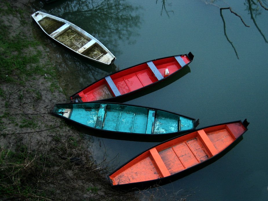 Kupa River - The Anglers' Boats under a Bridge by GP-ZG