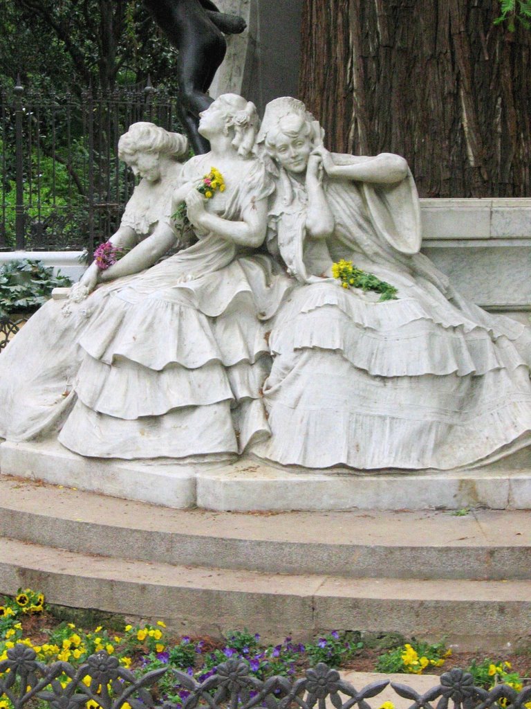 Monument to poet Gustavo Adolfo Bécquer in Parque de María Luisa, Seville, Spain. by looneytoobs