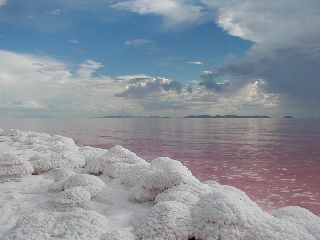 Looking across the Great Salt Lake from Spiral Jetty by RLHall