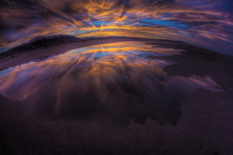 Reflected fisheye sunset by spencer baugh