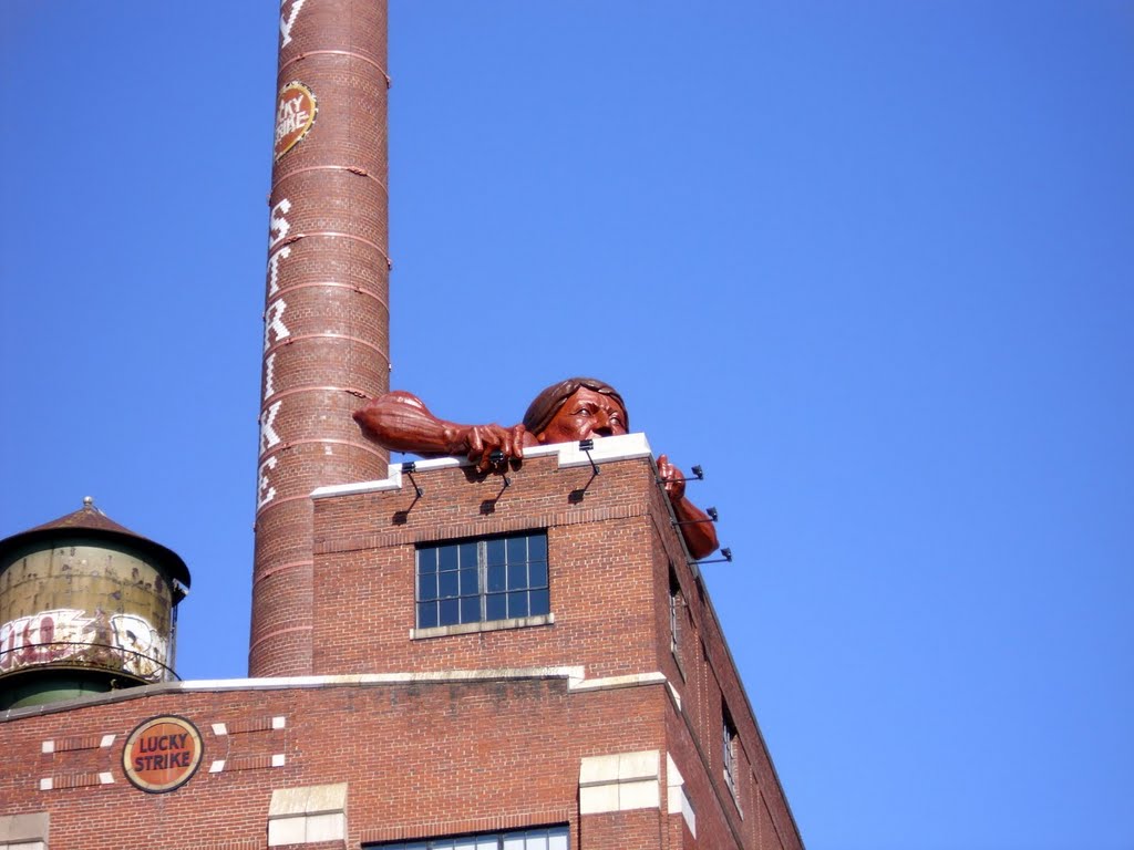 Lucky Strike Building with "Connecticut" statue by Shawn Dreelin