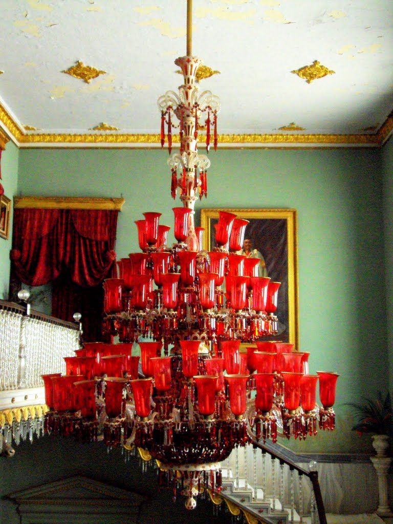 Red Glass Chandelier by Prıyansh Gupta