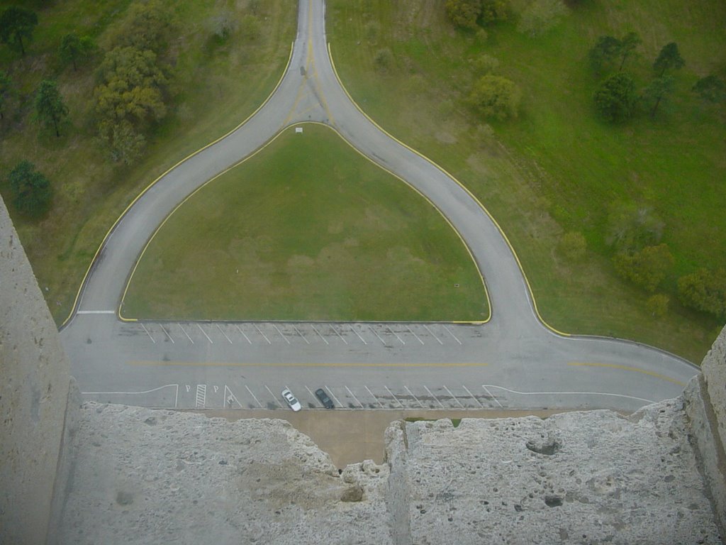 San Jacinto Monument parking area from over 500 feet high by timbilly