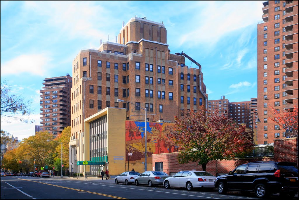 Looking West on East Broadway, from Montgomery Street (with the Bialystoker Nursing Home) - NYC - November 2010 by LuciaM