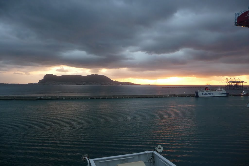 View to Gibraltar from a container vessel (Algeciras Port) by Tino Kürth