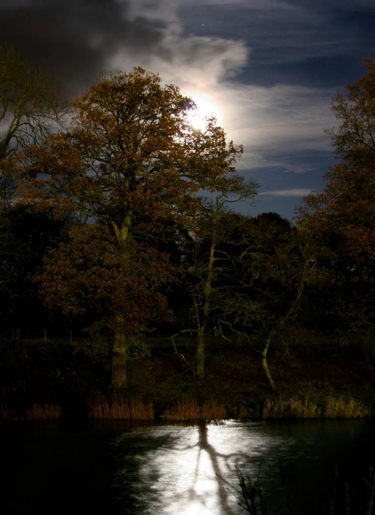 Moonlight on River Earn in November by Crieff Townhouses