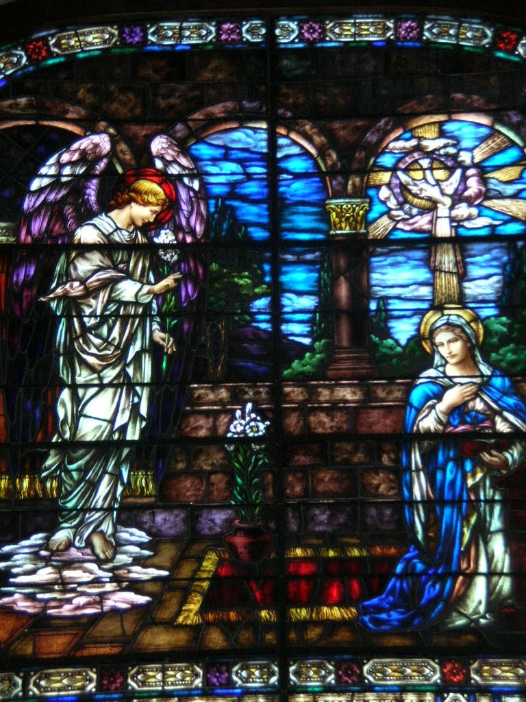 Annunciation stained glass window at Our Lady of the Magnificat Ocean Beach by oakisland