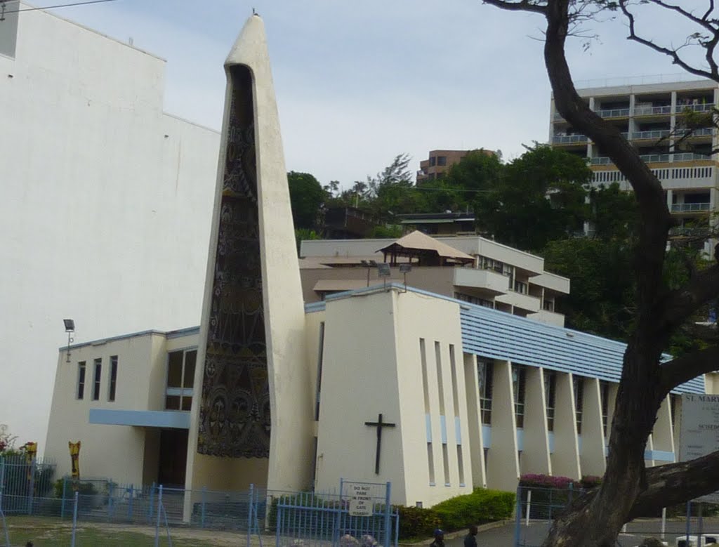 Along Musgrave Street is Saint Mary's Catholic Cathedral at base of PAGA Hill in Downtown Port Moresby, PNG, on 11-07-2010 by Peter John Tate