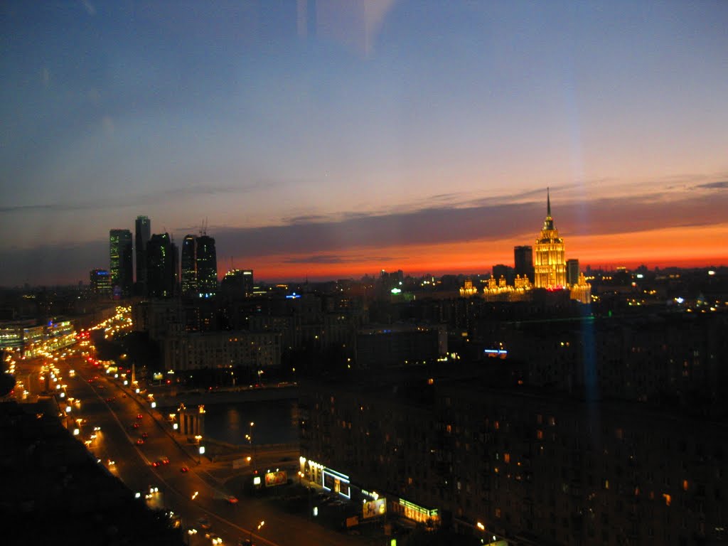 Night Moscow view from the Golden Ring Hotel by Anuar T