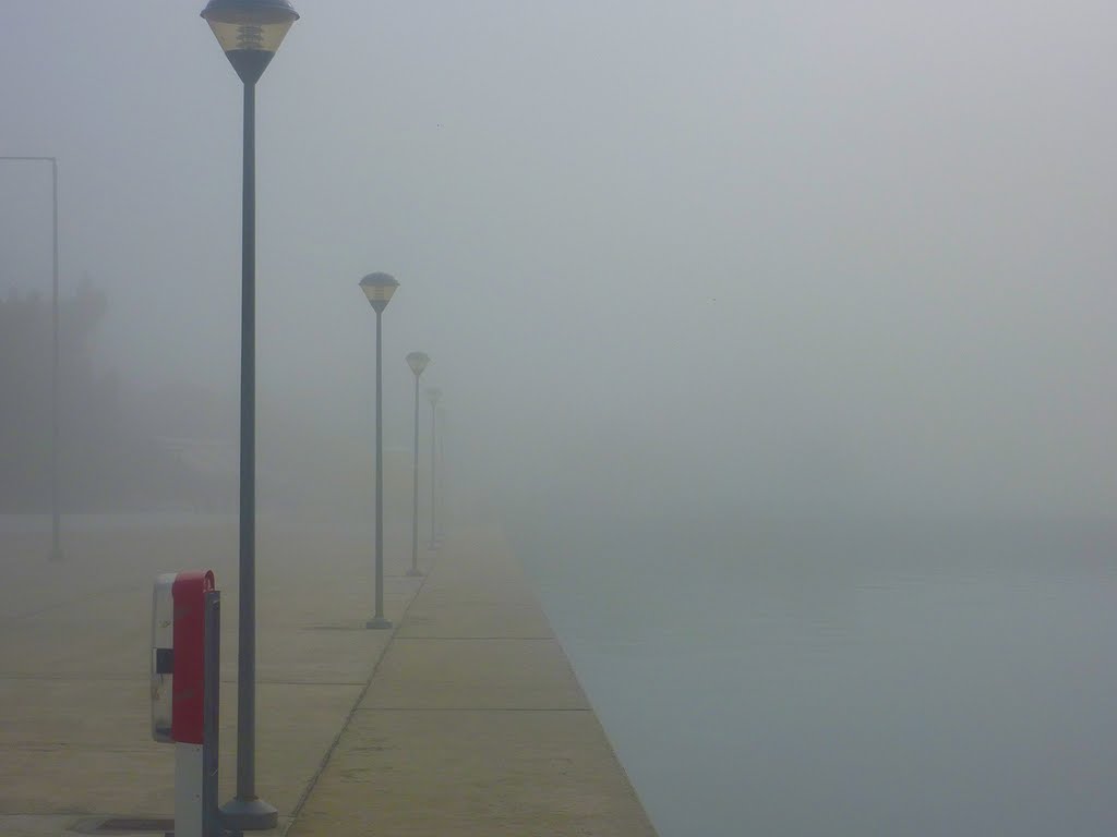 November fog in Nikiti port by achatzis