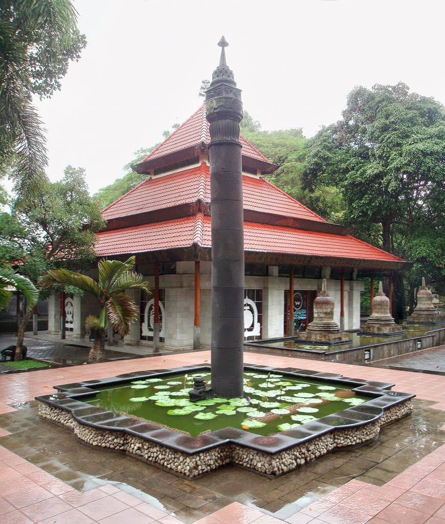 Column in the Buddhist monastery in Mendut village by IPAAT