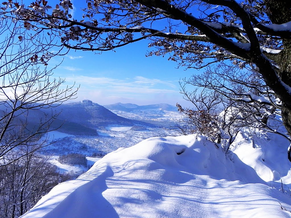 Blick vom Beurener Fels über den schneebedeckten Albrand by Hartmut Scheuter