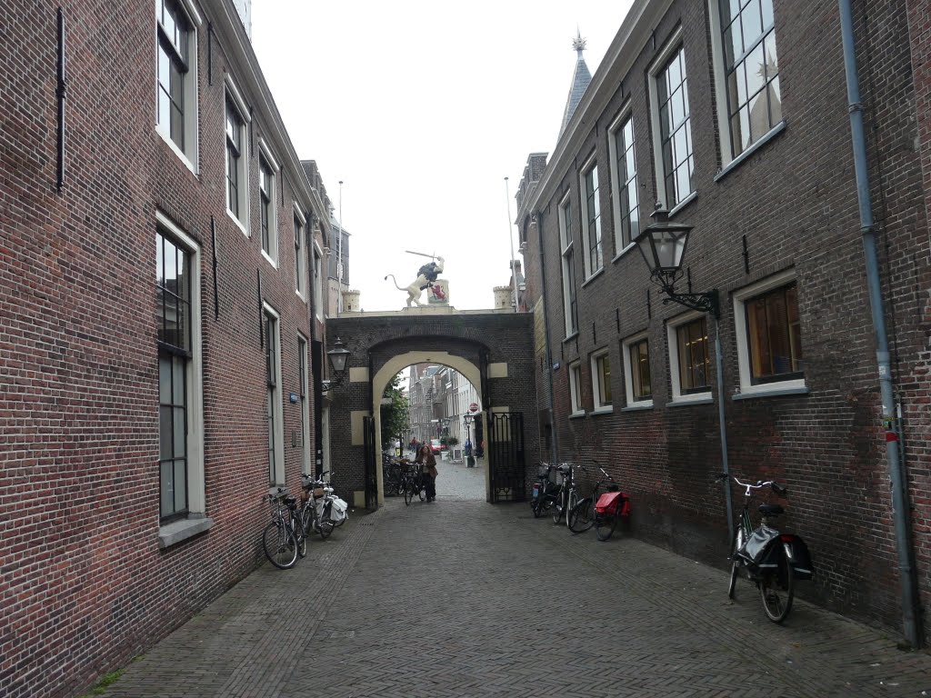 De Burgsteeg (met poort), zicht op zuiden, Leiden by David Jimmink