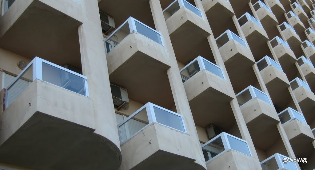 Nice balcony's, like a bee hive by W.de.Weger