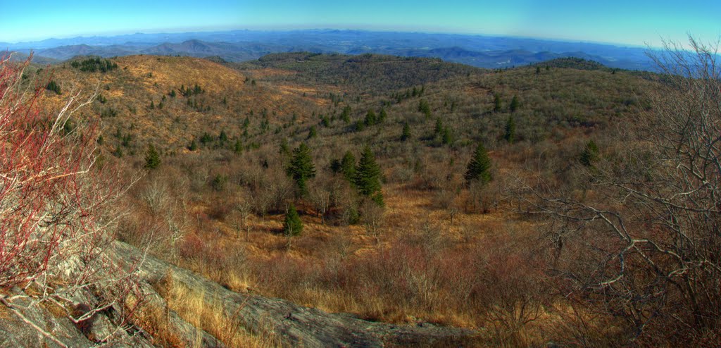 Blue Ridge View - looking towards Graveyard Field's car park and Brevard and Mills River valley. by David Brown Photogra…