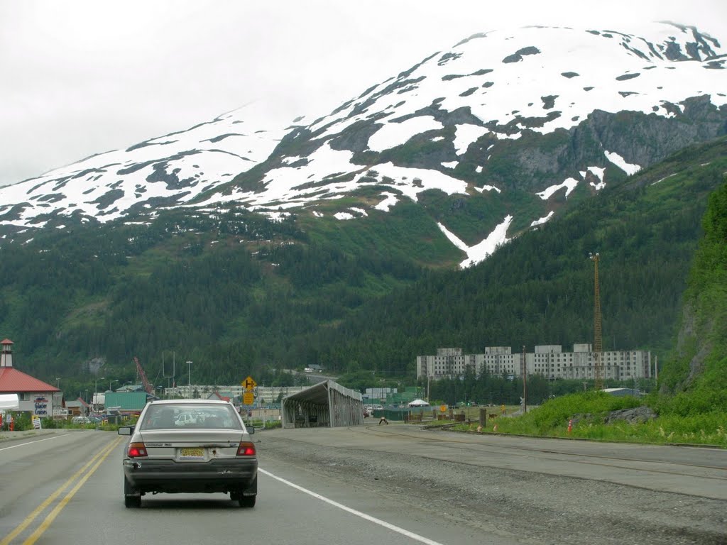 2010-07-04 - Entering Whitier, Alaska. Abandoned Military base on the right. by deanstucker