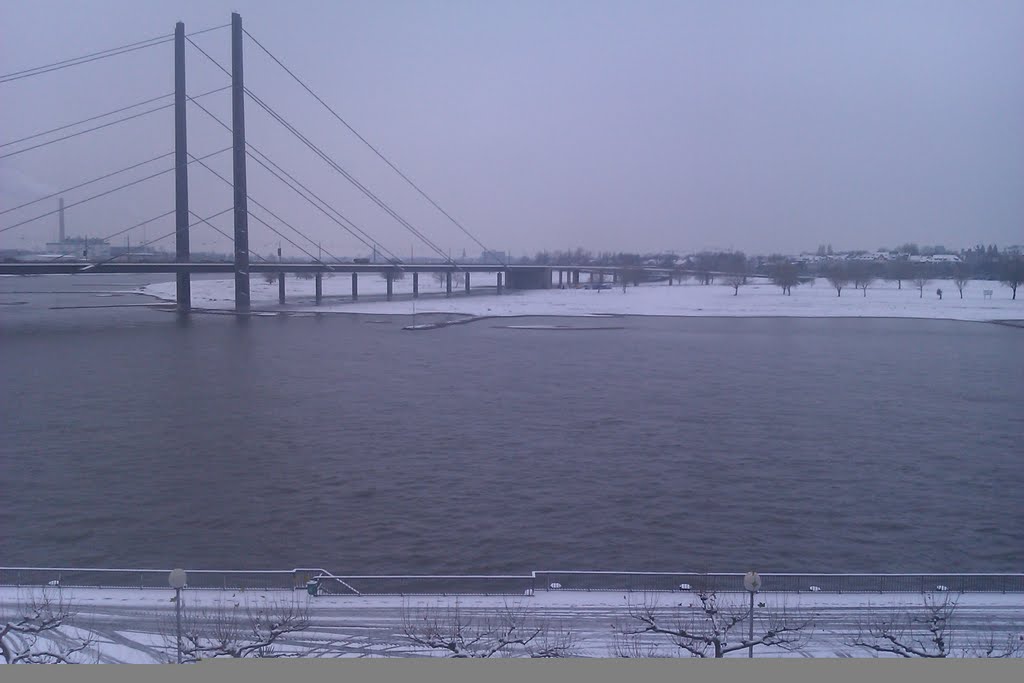 Rheinkniebrücke im Winter by B.Ilder