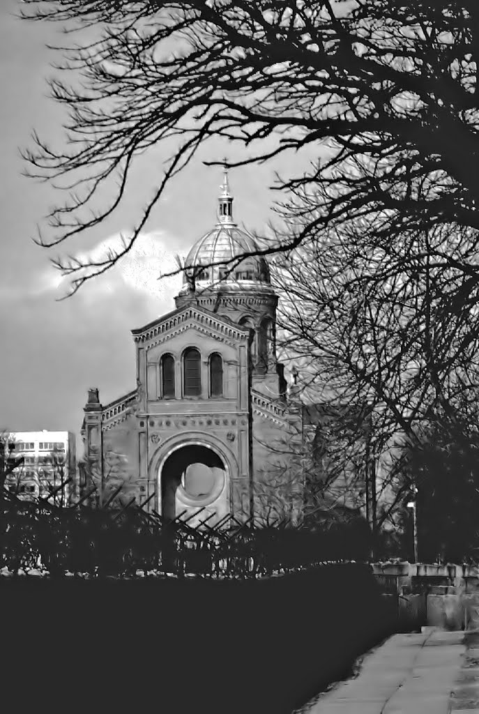 Michaelkirche hinter Stacheldraht - Berliner Mauer 1965 by klaus183