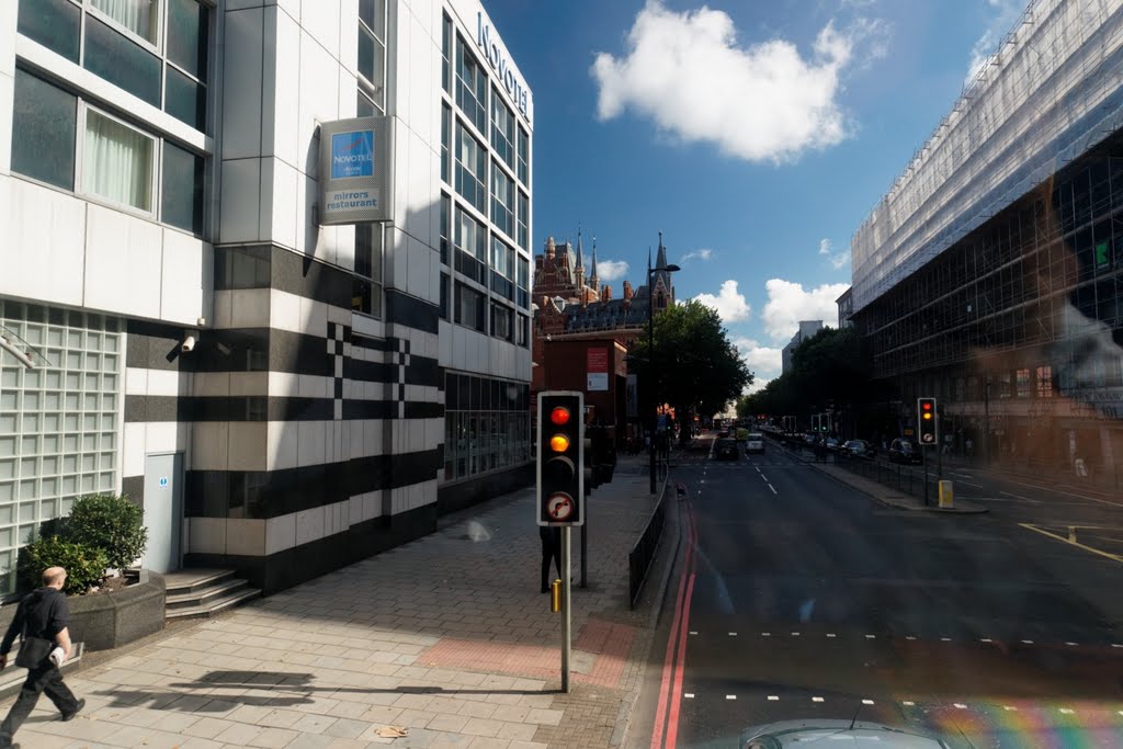 London - Euston Road - View ENE towards British Library & St Pancras International Railway Station by txllxt