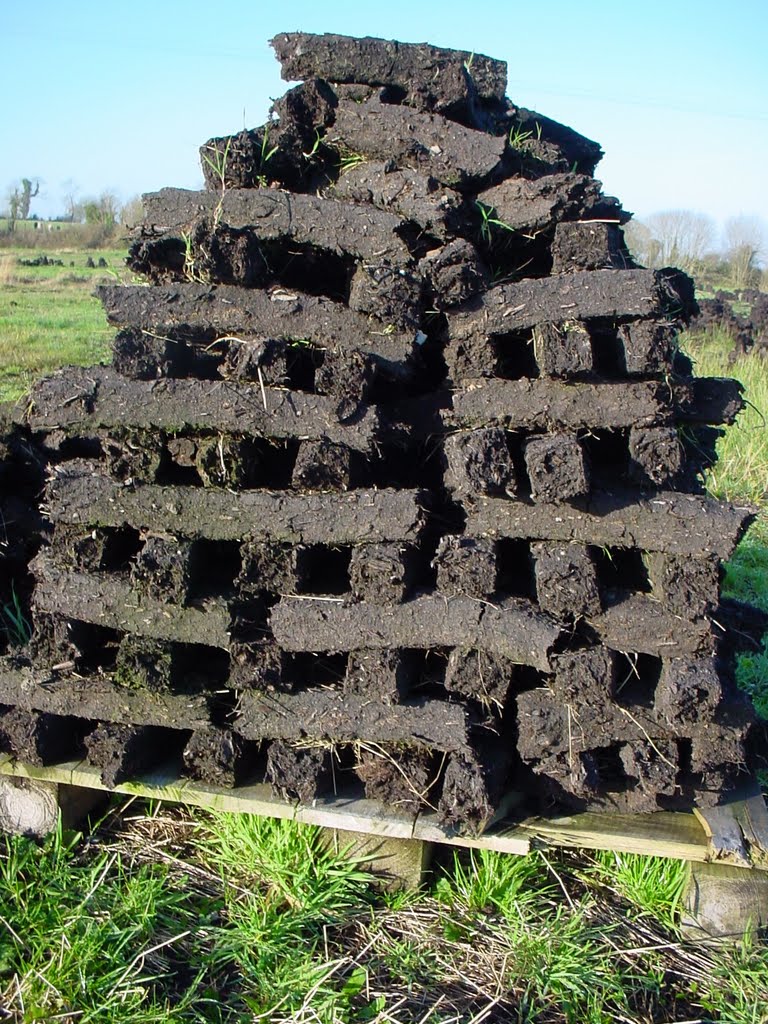 Freshly dug peat turf by spriest